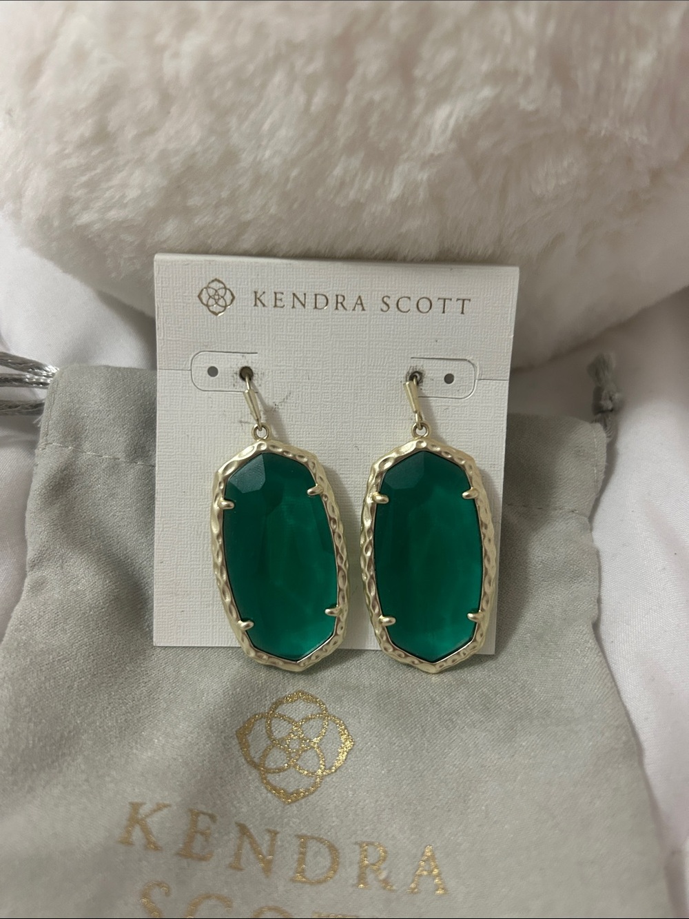 Kendra Scott Elle Gold Drop Earrings Emerald Green Statement Earrings